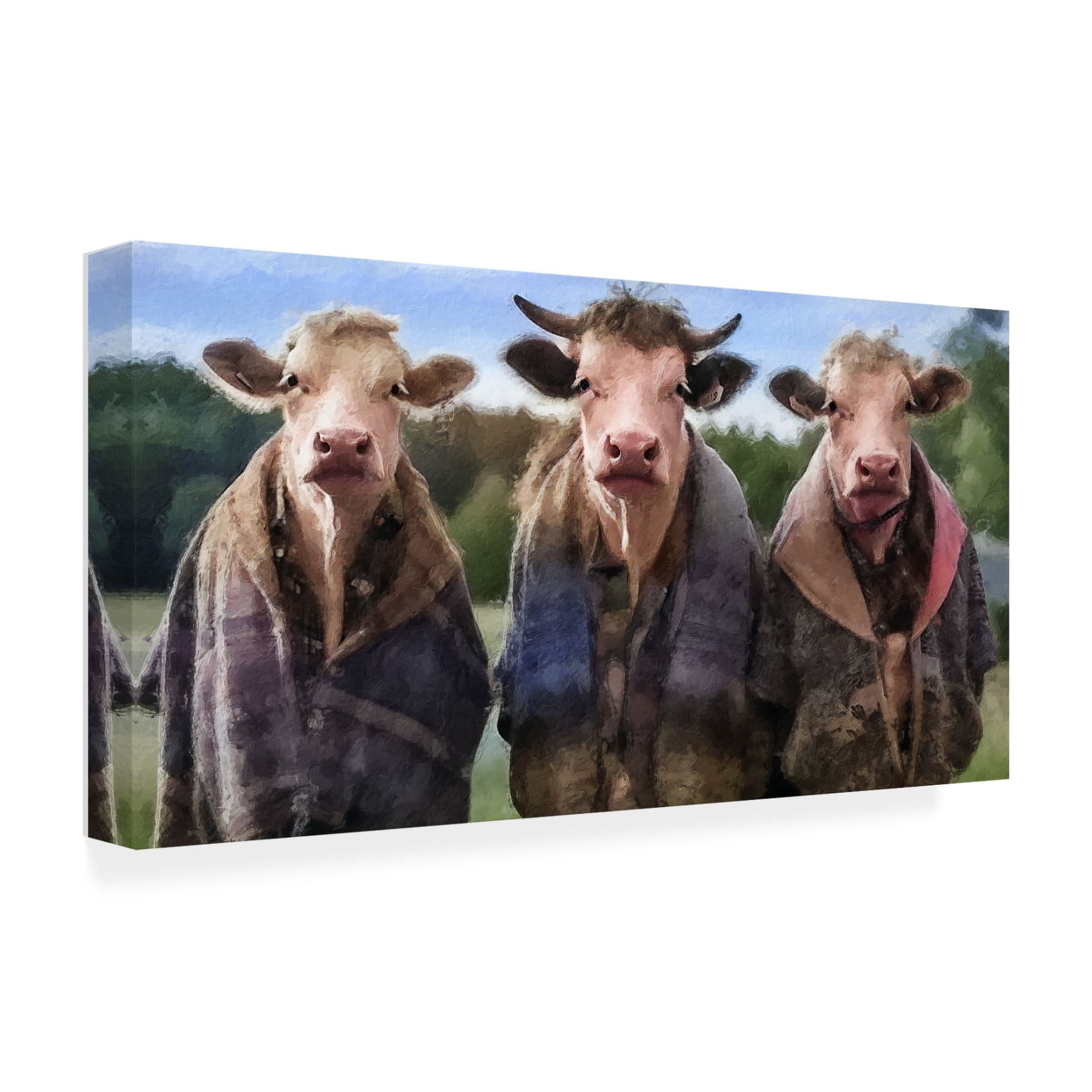 Canvas Wall Art - Sean Parnell 'Cows In The Field' Wall Art for Living Room, Bedroom, or Office Décor by Trademark Fine Art - 24 x 12 Inches