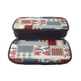thumbnail image 5 of Lsque Patchwork In Country Style Printed Big Capacity PU Leather Pencil Case Large Pencil Pouch Stationery Pen Bag Pencil Holder for Teen, 5 of 6