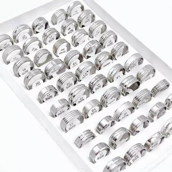 HOOUN 30Pcs/Lot Stainless Steel Rings for Men Women Fashion Charm Jewelry Party Gift-100pcs-1