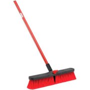 Libman Push Broom with Resin Block - 18 in. - Medium-Duty Bristles - 804 - Pack of 4 - Red