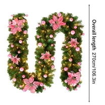 Christmas Wreaths for Front Door Hwkond 9ft Christmas Garland With LED Lights Battery Operated Pre-Lit Artificial Garland For Christmas Decor Stairs Wall Door Indoor Outdoor Up to 60% Off