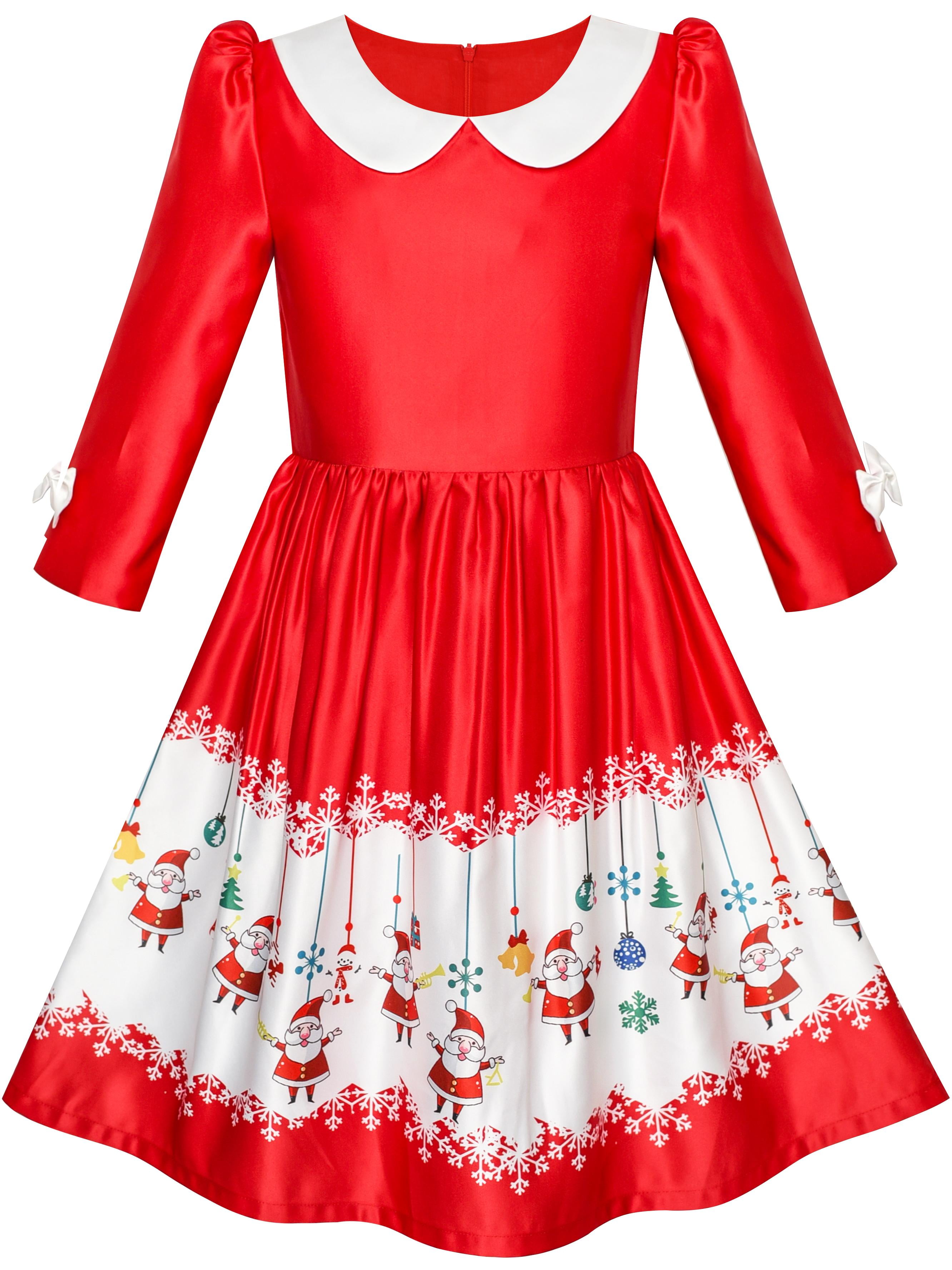 Girls Dress 3/4 Sleeve Christmas Santa Jingle Bell Snow 6 Years  Walmart Canada