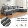 thumbnail image 5 of DOMICARE 144" Gray U-Shaped Modular Sectional Sofa with 2 Ottomans, Oversized 6 Seater Couch with Thick Chenille Cushions, Comfy Living Room Sofa, 5 of 7
