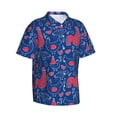 thumbnail image 3 of Xecao Chicken and Rooster print Hawaiian shirt - a stylish short-sleeve button-down for men, perfect for casual beach and tropical outings., 3 of 9