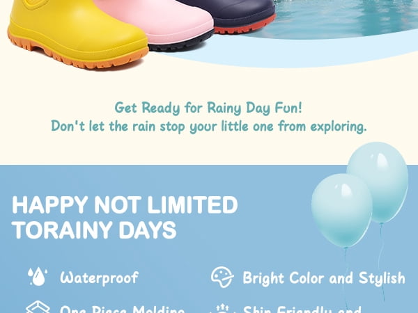 Lcamaw Kids Rain Boots, Waterproof Chelsea Rubber Boots for Boys and Girls, Non-Slip Ankle Muck Toddler Rainboots, Outdoor, Farm, Park, Hiking, Fishing, School Playing