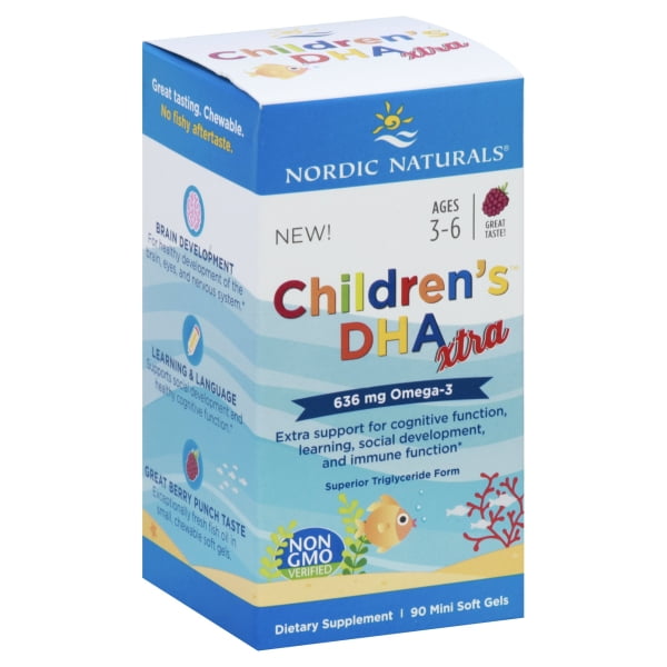 Nordic Naturals Children's DHA Xtra Mini Softgels, Berry, 636 Mg, 90 Ct