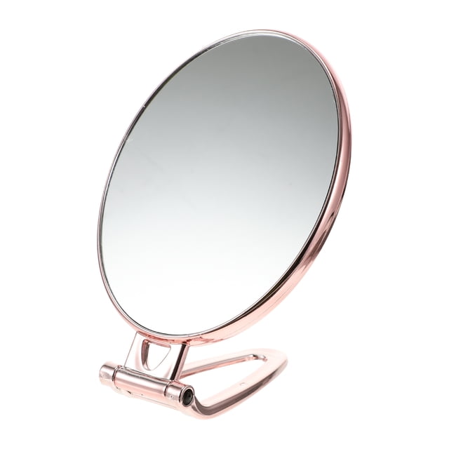 Espejo de maquillaje de aumento de espejo a mano de doble cara con mango ajustable