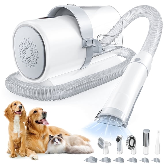 edx Dog Grooming Kit, 2.5L Pet Hair Grooming Vacuum, 5-In-1 Electric Clippers Cleaning Sets For Dog/Cat/Other Animals, White