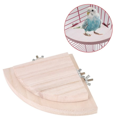 Dilwe 2pcs Wooden Fan Shape Bird Cage Perches Stand Platform Toy