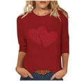 thumbnail image 2 of HaoXianJian Valentine's Day Shirt for Women Glitter Love Heart Printed T-Shirt Top 3/4 Sleeve Tee Crew Neck Casual Blouse Tops Size S-2X, 2 of 4