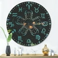 thumbnail image 2 of Designart 'Scarabs With Astrology' Modern Wood Wall Clock, 2 of 5