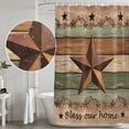 thumbnail image 3 of Country Stars Bathroom Shower Curtains with Hooks, Vintage Wood Striped Bless Our Home Farm Waterproof Fabric Washable Shower Curtain for Home Hotel Bathtub Decor 72x72 Inch, 3 of 9