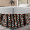 thumbnail image 1 of Modern Bed Skirt, Vector Contemporary Design Geometric Hexagonal Detailed Image, Elastic Bedskirt Dust Ruffle Wrap Around for Bedding Decor, 4 Sizes, Turquoise Salmon, by Ambesonne, 1 of 2