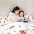 thumbnail image 4 of Manfei Cartoon Golden Retriever King Size Comforter Sets, Cute Love Heart Comforters King Size, White Gold, Reversible, 3 Pieces, 1 Comforter and 2 Pillowcases, 4 of 7
