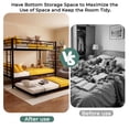 thumbnail image 5 of UIOWIO Triple Bunk Bed Twin over Twin with Trundle, Includes 3 Twin Size 6" Green Tea Memory Foam Mattresses, Convertible Metal Frame with Ladder and Guardrail, for Teens and Adults, Black, 5 of 11
