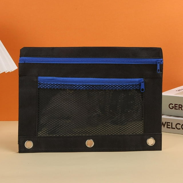 Todaioua Pencil Pouch for 3 Ring Binder Pencil Bags with Zipper Pencil Case for Binder Large Pencil Case Pouch 3 Ring with Clear Mesh Window Double Pockets Office Supplies Assorted Color