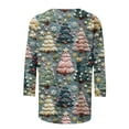 thumbnail image 4 of Meichang Chemises de Noël pour Femmes Manches 3/4 Hauts pour Femmes Nouveauté Graphique Arbre de Noël 3D T-Shirts Décontractés Col Rond Pull Cadeaux de Noël pour Femmes, 4 of 5