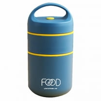 ACDANC Thermos For Hot Food Stackable 2-Tier Double Wall Vacuum Insulated Food Jar Stainless Steel Leak Proof Wide Double layer Blue