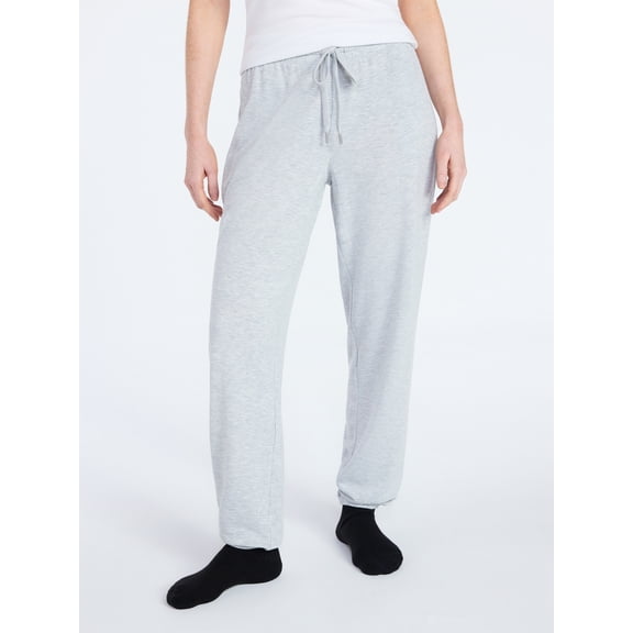 Joyspun Women's French Terry Knit Jogger Lounge Sleep Pants, 29” Inseam, Sizes XS-3X