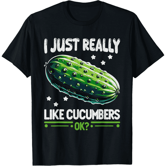 I Just Really Like Cucumbers Funny Cucumber Graphic Tshirt for Veggie Lovers Unisex Tee