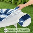 thumbnail image 5 of Blue White Tie Dye Mandala Pattern Round Fitted Tablecloth with Elastic Edge,Dining Table Cover Waterproof,Outdoor Round Tablecloth for Camping,Dining,Indoor and Outdoor, 5 of 7