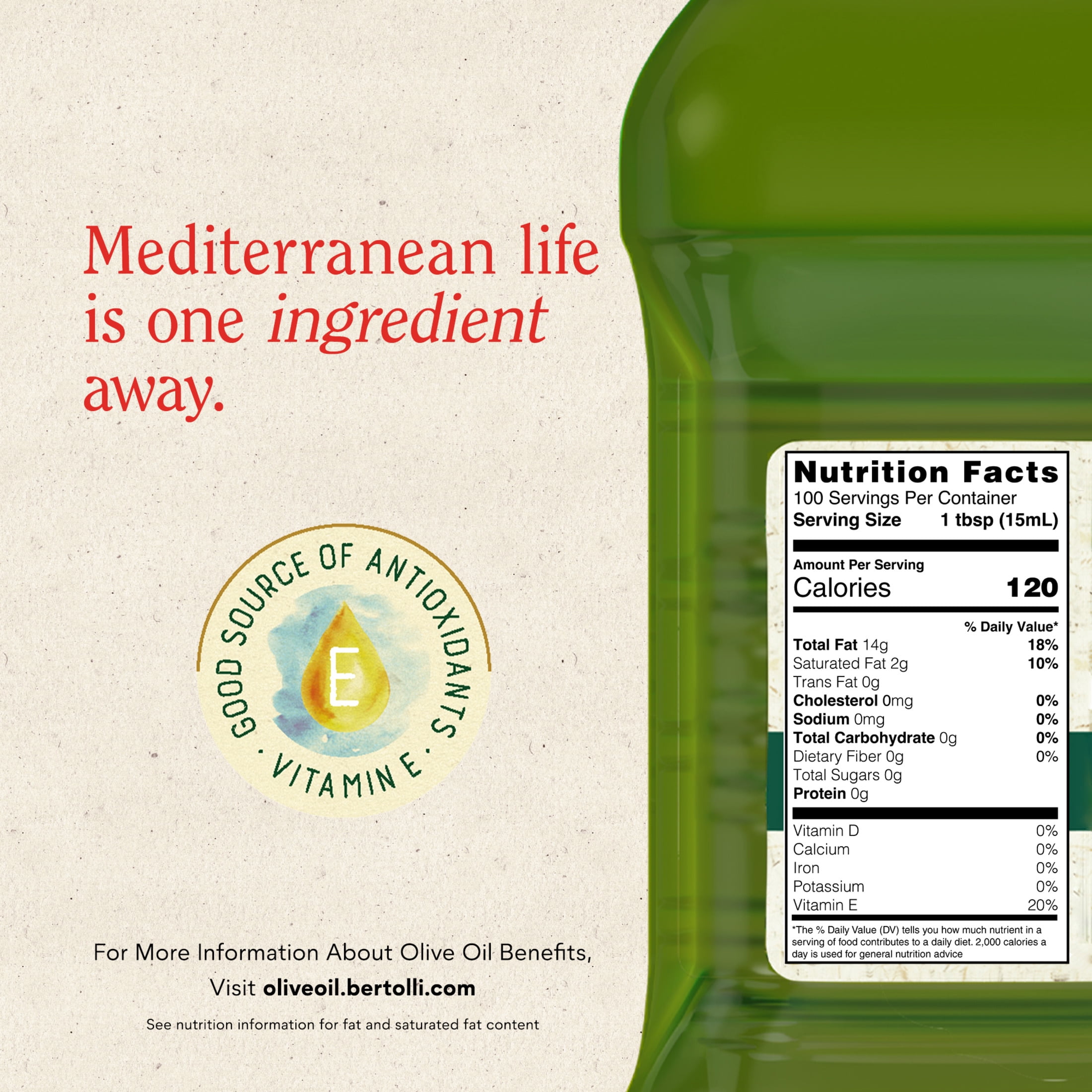Bertolli Extra Virgin Olive Oil, Rich Taste, First Cold Pressed, Contains Polyphenols, 50.7 fl oz