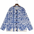thumbnail image 5 of LEKODE Cropped Cardigan Long Sleeve V Neck Button Down Hollow Out Floral Crochet Cover Up Going Out Outerwear A Blue L, 5 of 5