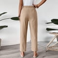 thumbnail image 5 of ClodeEU Women's High Waisted Elastic Waist Tapered Cropped Pants,Casual Trousers with Pockets Khaki,Women's Plus L, 5 of 8