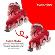 Yvolution Twista Skates, Adjustable 2-in-1, Kids Size 7J-11J, Red, One Pair, Unisex