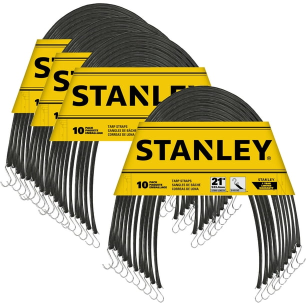 Cordones elásticos de lona de goma STANLEY S300421, 21, 40 unidades, color negro