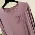 thumbnail image 5 of Lenpel Women's T Shirts Long Sleeve Crew Neck Ruffle Trim Lounge Pajama Tops Athletic Yoga Tees Loose Workout Blouses(Purple,Large), 5 of 7