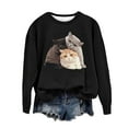 thumbnail image 4 of CLOISE Women Sweatshirt Printed Pullover Sweatshirts Crewneck Long Sleeve Hoodies Shirts Black Drop Shoulder Basic Blouses Fall Casual Preppy Clothes S, 4 of 4