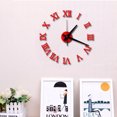 thumbnail image 5 of Yuarrent Reloj de pared con espejo acrílico 3D, reloj de dígitos romanos con notación musical DIY, decoración moderna para el hogar, pegatinas para el Decoración del hogar Rojo Yuarrent JJ3648-01, 5 of 5