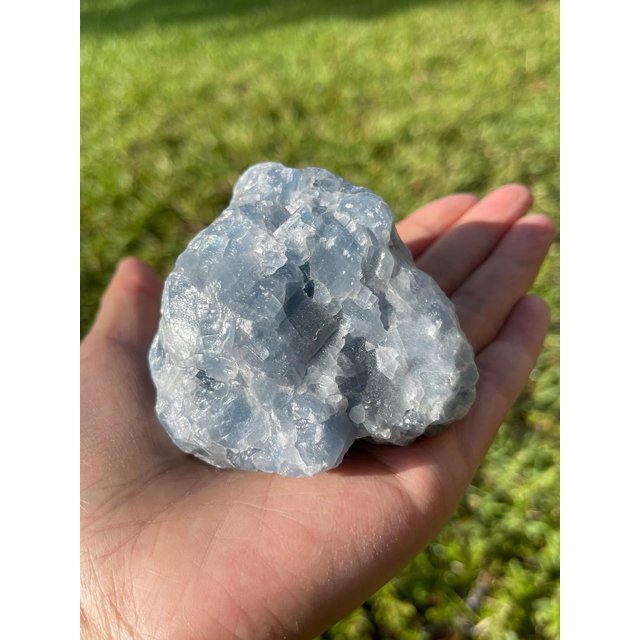 Extra Large Blue Calcite Rough Natural Stones, Raw Calcite Blue Crystals (0.25-0.5 Pounds)