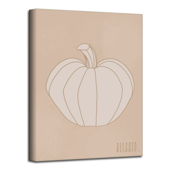 Brown and Beige Minimal Pumpkin II Canvas Thanksgiving Wall Art Decor 30" x 40"