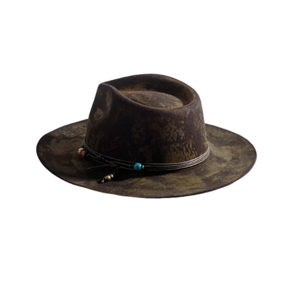 JZROCKER Cowboy Hats Victorian Age Classical Hat with Decorative Belt Solid Color