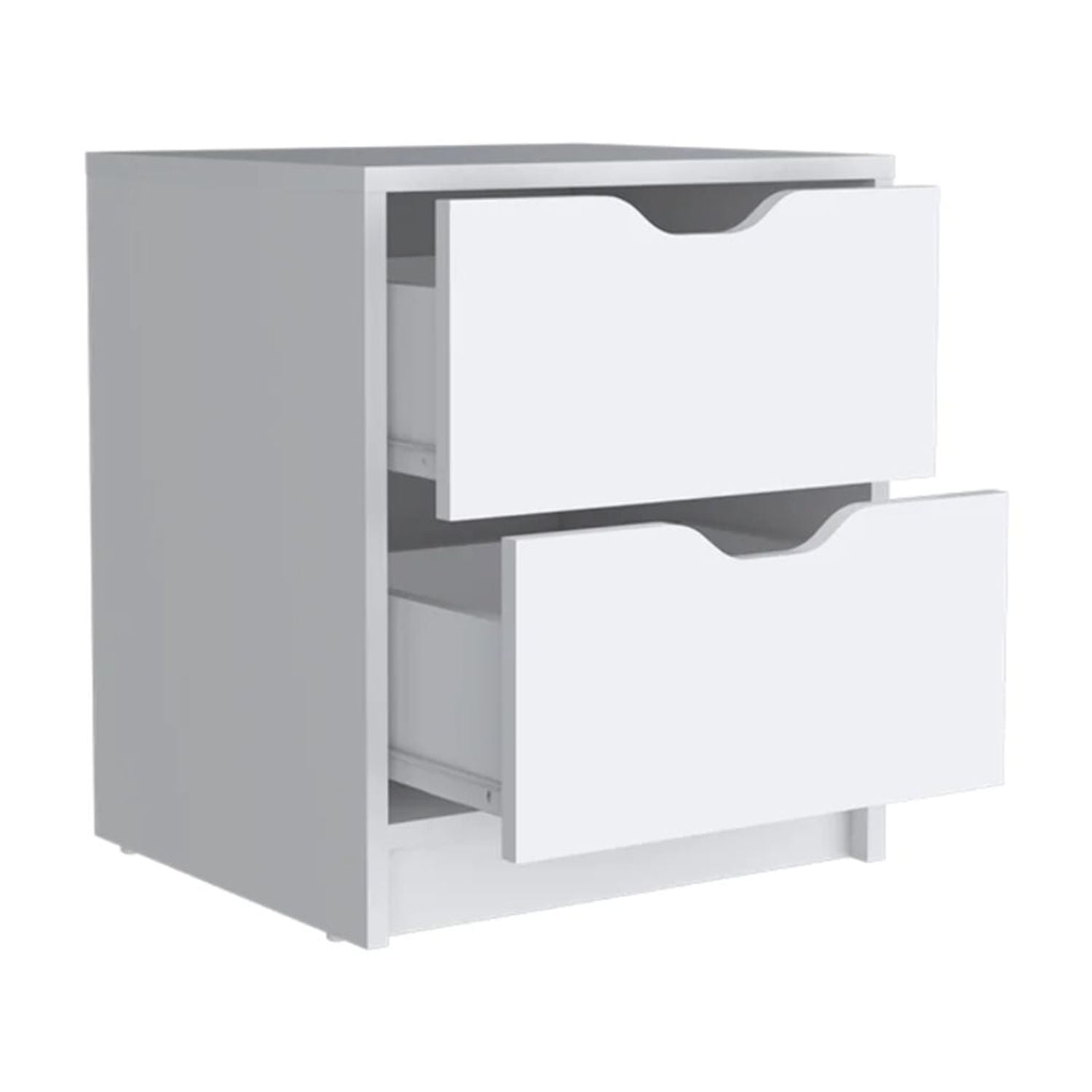 HomeRoots 19 in. Two Drawer Faux Wood Nightstand, White