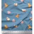 thumbnail image 1 of Soimoi Poly Georgette Fabric Circle,Pig & Sheep Kids Print Fabric by Yard 52 Inch Wide, 1 of 3