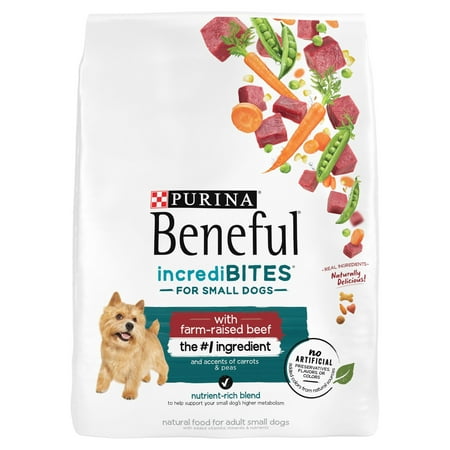 Purina Beneful Incredibites Dry Dog Food for Small Dogs, High Protein, Farm Raised Beef, 14 lb Bag