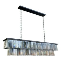 70 Inch Smoked Glass Crystal Prism 24 Light Chandelier, Black