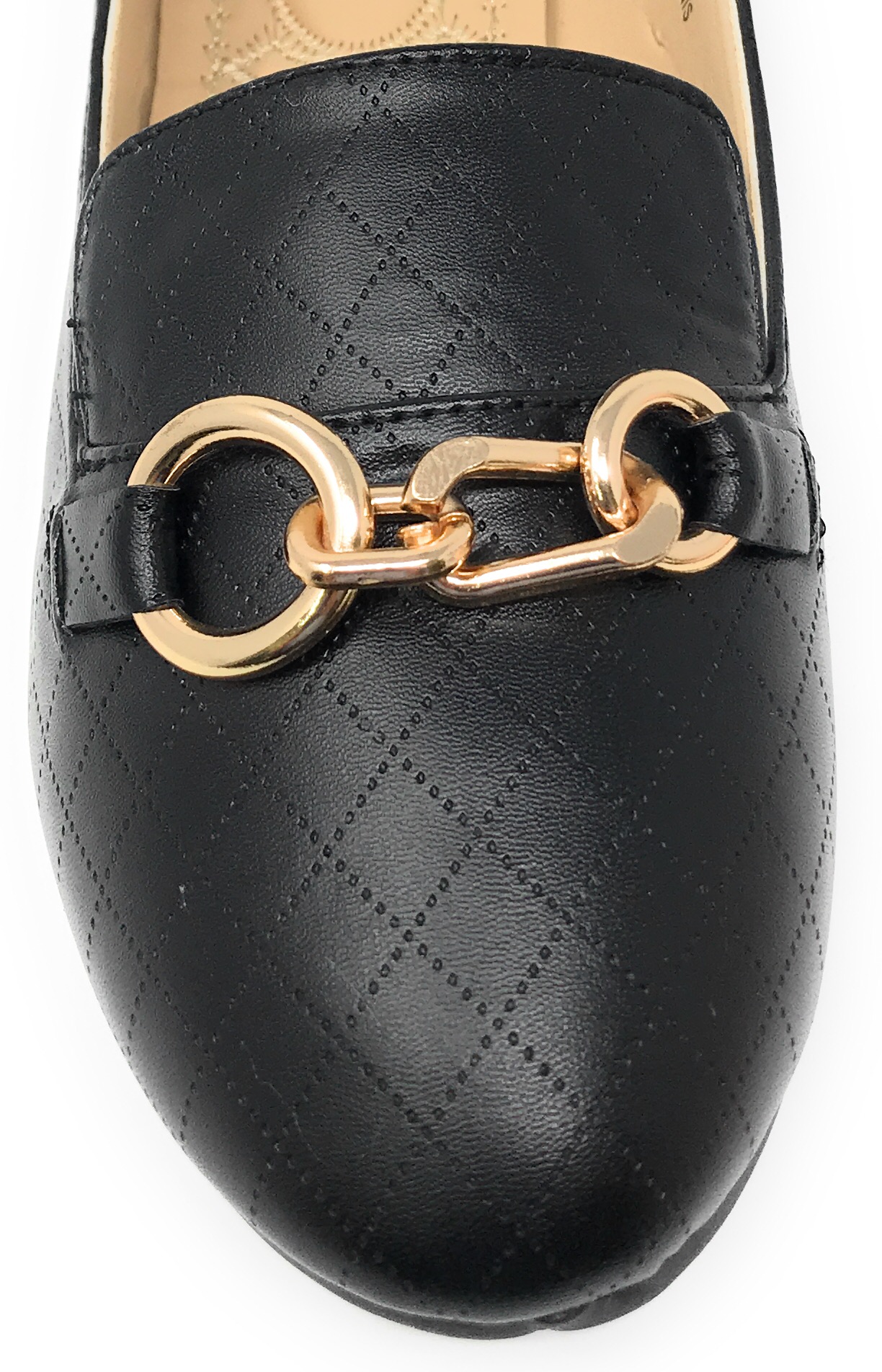 Victoria K Women's Foldover Quilted Gold Chain Ballerina Flats