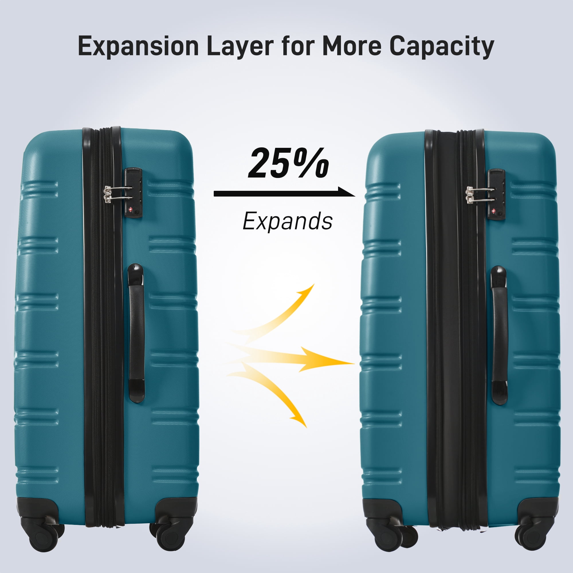 MAYEERTY 13-Piece Hardshell Luggage Set with TSA Lock for Travel, 4 Spinner Suitcases+1 Travel Bag+8 Storage Bags