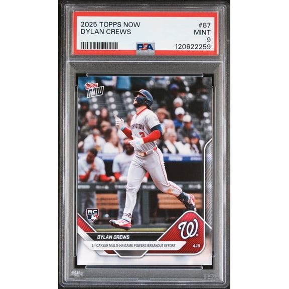 Graded 2025 Topps Now Dylan Crews #87 Rookie RC Baseball Card PSA 9 Mint