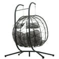 thumbnail image 4 of Metal Tube Egg Chair With Stand - Foldable And Convenient For Any Place Water- Cushion Cover Hanging Stylish Furniture Piece, 4 of 7