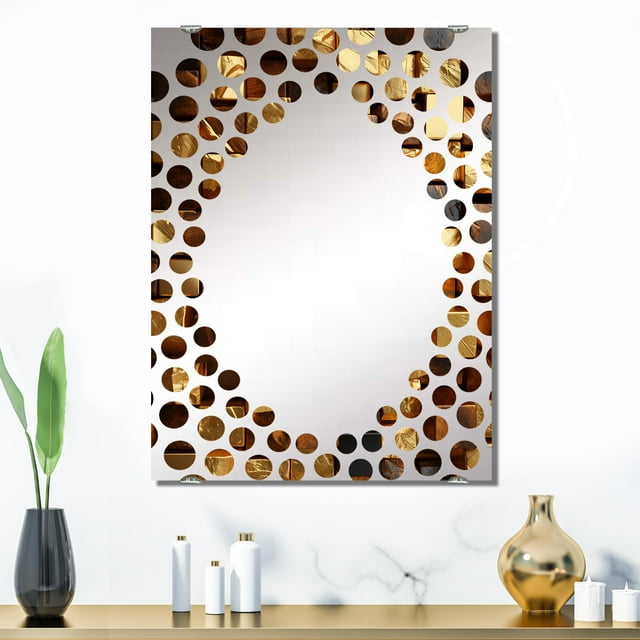 Designart "Abstract Cubes in Black and Gold III" Abstract Geometric Oversized Wall Mirror - Modern Abstract Living Room Wall Mirror - Multiple Color Options