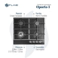 thumbnail image 2 of Parrilla de Gas empotrable Fline Oporto 4 Vidrio templado 58 cm Oporto 4, 2 of 5