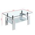 thumbnail image 6 of JERFIT Modern Coffee Table with Tempered Glass Top and 2 Drawers, White Sofa Table for Living Room with Stainless Steel Legs, Sturdy MDF Base, 6 of 6
