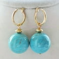 thumbnail image 5 of K-KED Natural Blue Turquoise Round Gemstone Beads Dangle Gold Leverback Earrings-8mm, 5 of 6