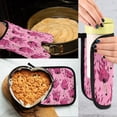 thumbnail image 5 of Heat-Resistant Reversible Oven Mitts and Pot Holders Set Double-Sided Insulated Gloves Kitchen Home Supplies Pink Flames Pattern, 5 of 5