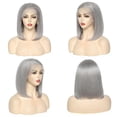 thumbnail image 4 of Grey Bob Wig Human Hair 13x4 Lace Front Wigs Pre Plucked Natural Hairlinewith Baby Hair 150% Density Brazilian Hair Short Straight for Black Women（Grey,8inch）, 4 of 7